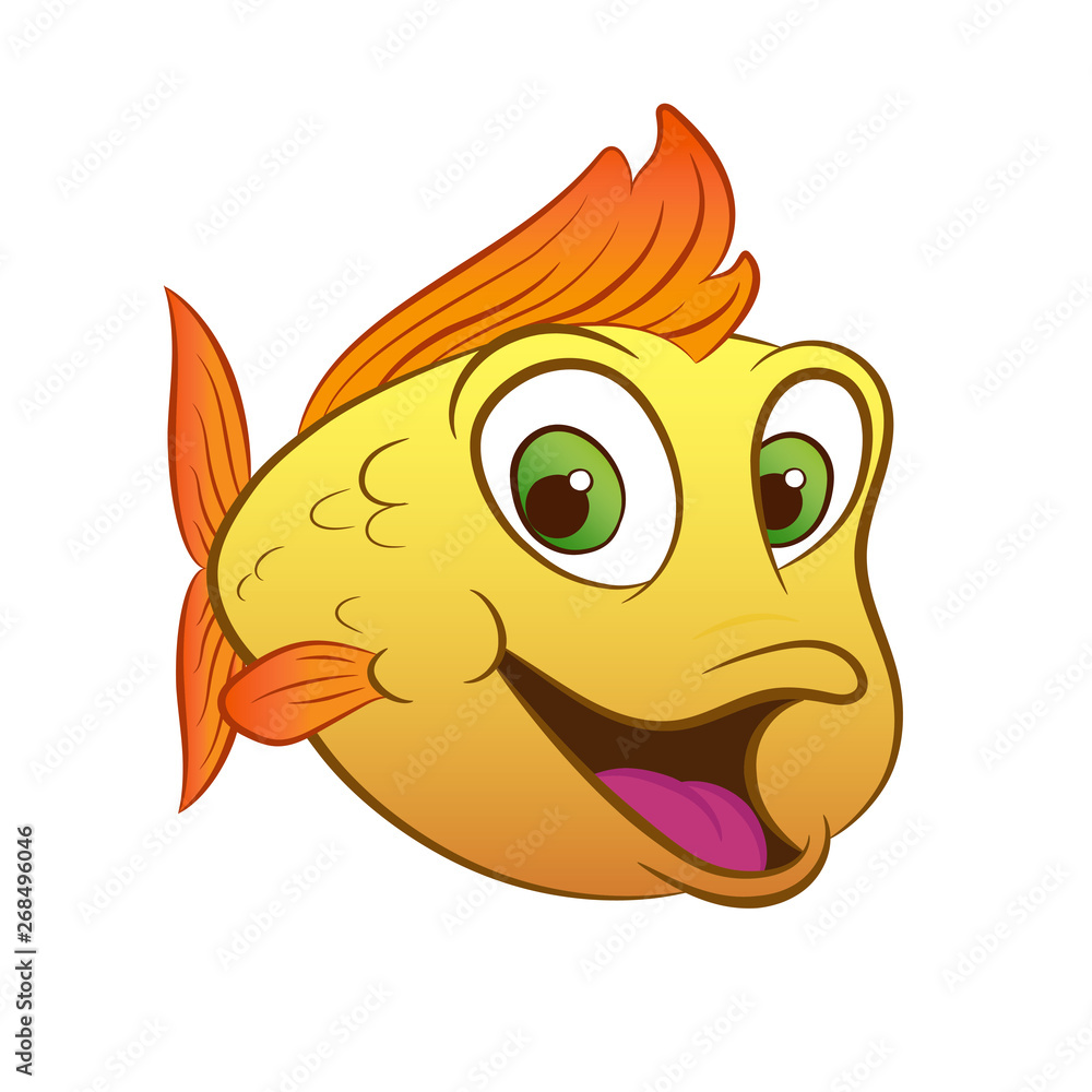 happy cartoon golden fish vector