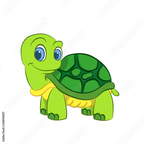 smiling cute cartoon turtle on white background vector