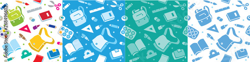 School seamless pattern set The education supplies