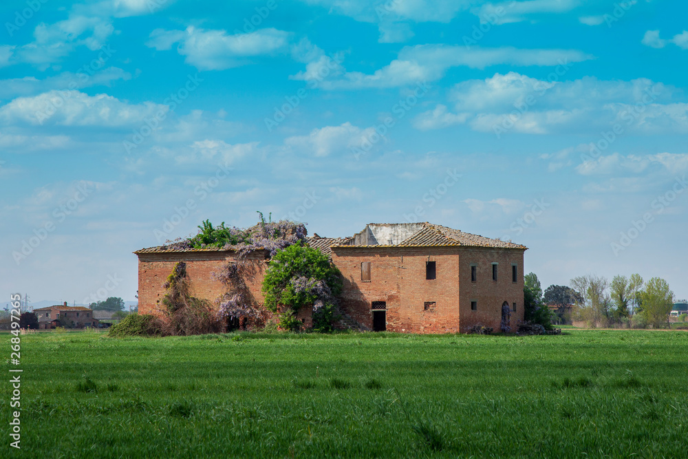 Montepulciano, Italy. 04-19-2019. Old abandoned farm near Montepulciano village. nature reserve. Tuscany. Italy