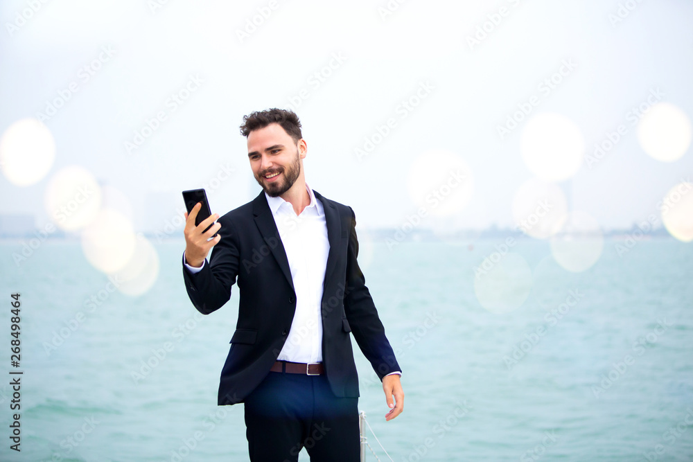 businessman working and using his businessman working and using his