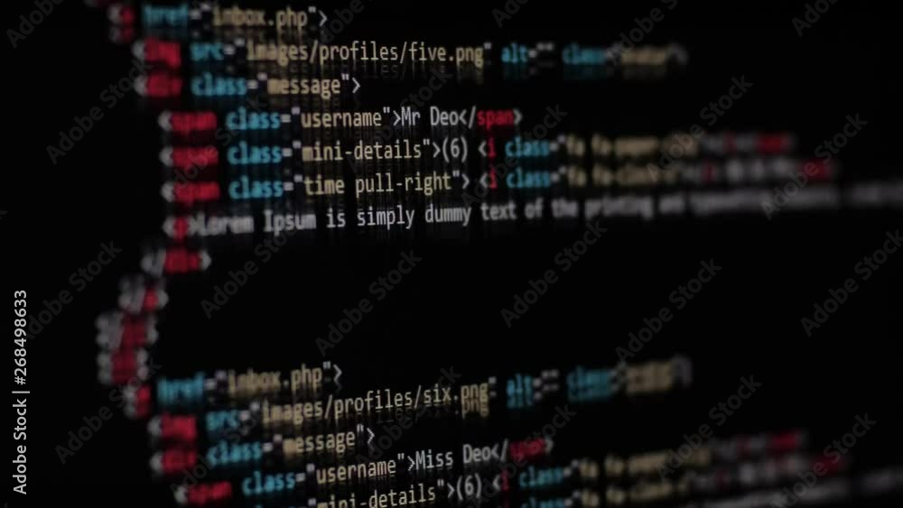 HTML Web Page Code Scrolling Programming code abstract technology background for software developer and Computer script concept