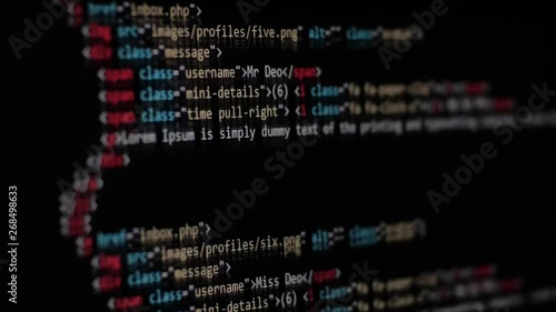 HTML Web Page Code Scrolling Programming code abstract technology background for software developer and Computer script concept