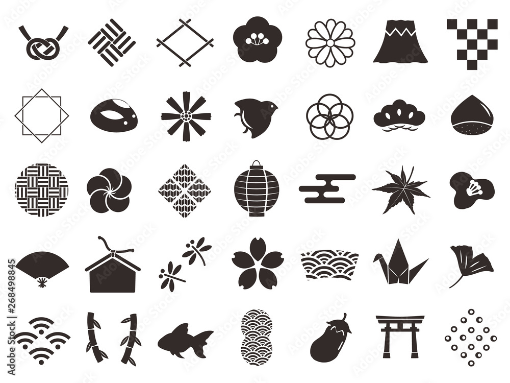 日本和柄 アイコンセット2 Stock Vector Adobe Stock