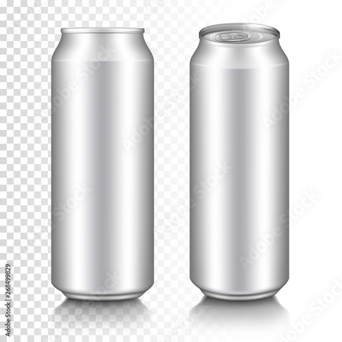 Realistic aluminum can set, isolated on transparent background.