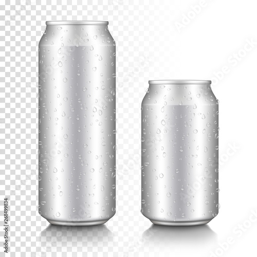 Realistic aluminum can set, isolated on transparent background.