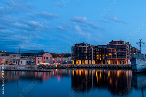 Modern Noblessner living quarter in Tallinn at night 