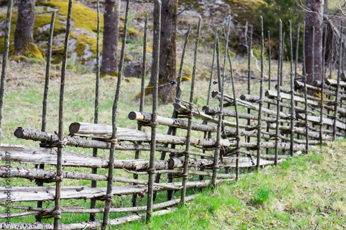 Traditional Swedish wooden fence