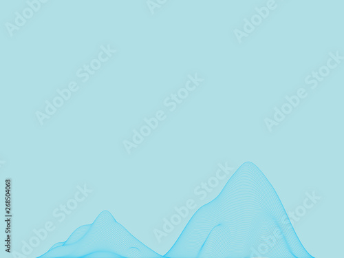 Abstract wireframe background. 3D grid illustration landscape. Terrain in the Mountains with valleys.