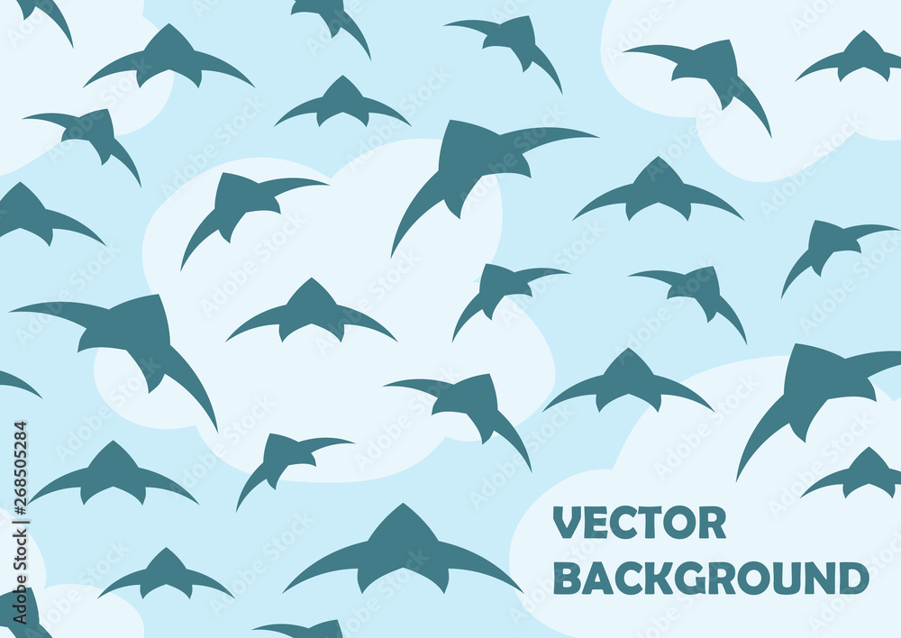 Naklejka premium A flock of birds in the sky. Vector background