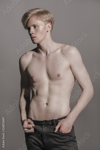 shirtless young man