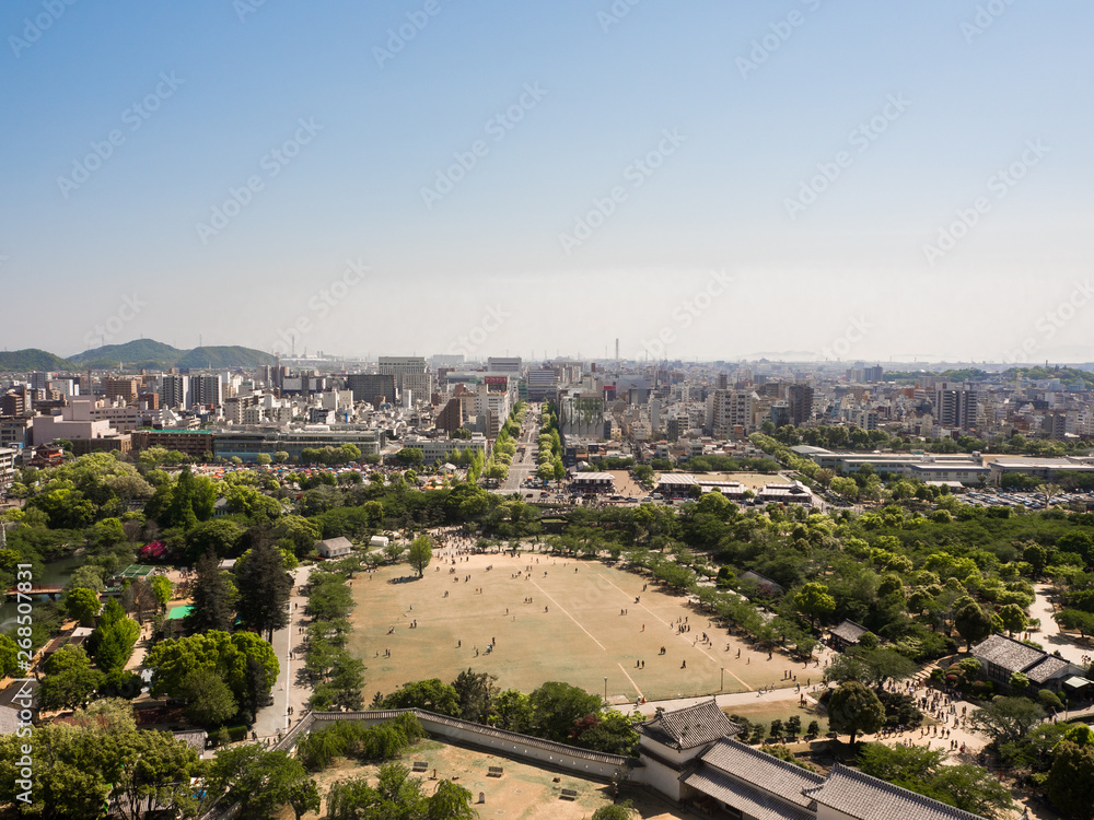 Vista di Himeji dal castello