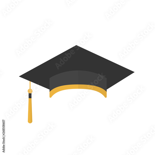 Graduation cap with tassel icon isolated on a white background