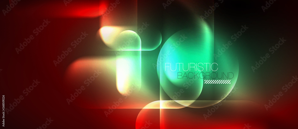 Neon glowing techno lines, blue hi-tech futuristic abstract background template