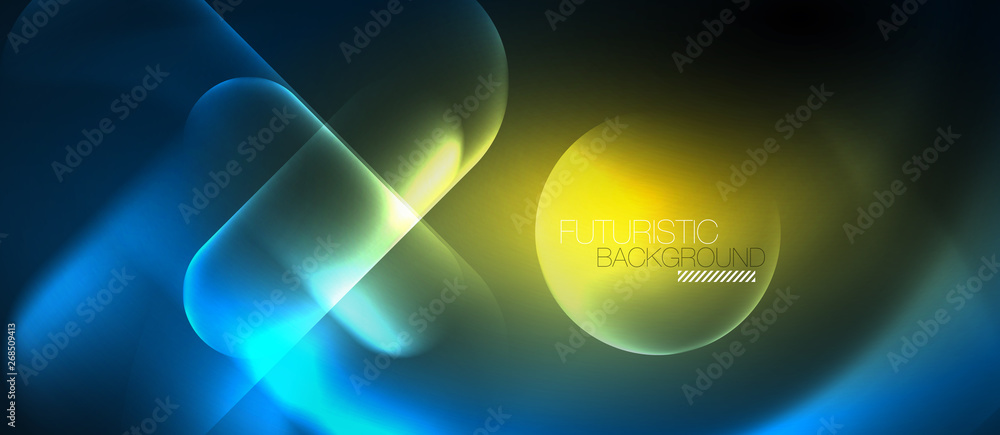 Blue neon round shapes techno background Blue neon round shapes techno background