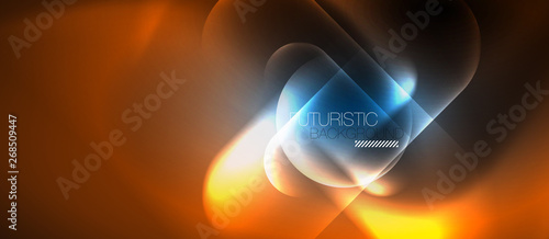 Blue neon round shapes techno background