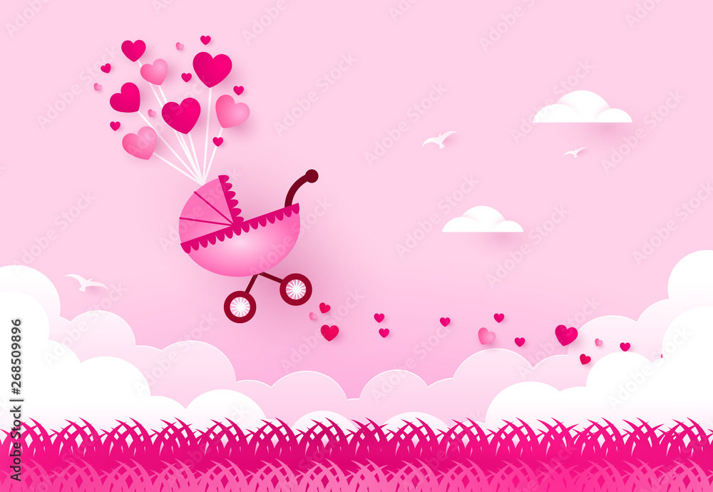 Hearts  carries a baby carriage