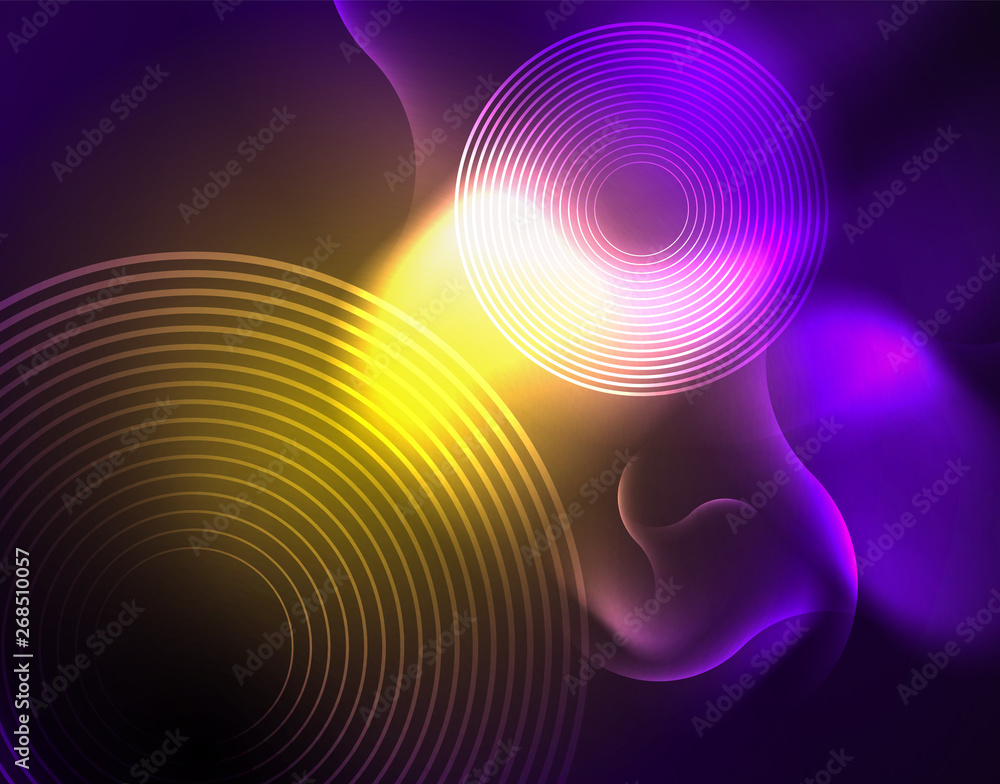 Fototapeta premium Shiny metallic neon waves vector design