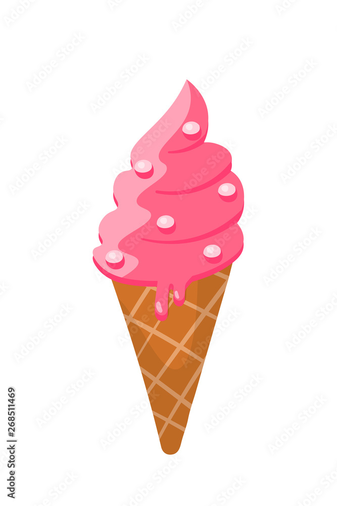 Waffle cone ice cream flat vector illustration Waffle cone ice cream flat vector illustration