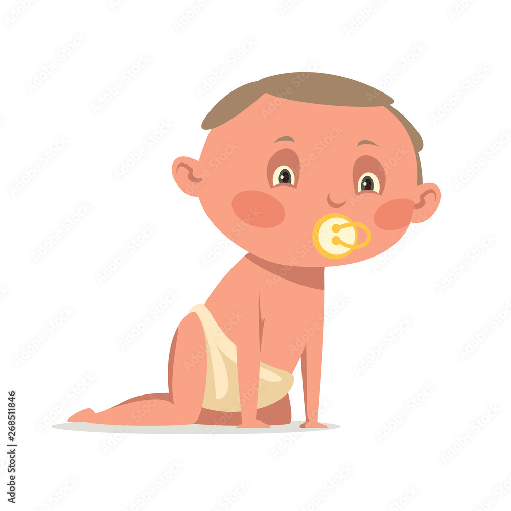 Cute newborn baby boy flat vector illustration Cute newborn baby boy flat vector illustration