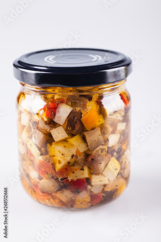 Canning Food Jars of Canned Vegetables Preserved in Glass Storage