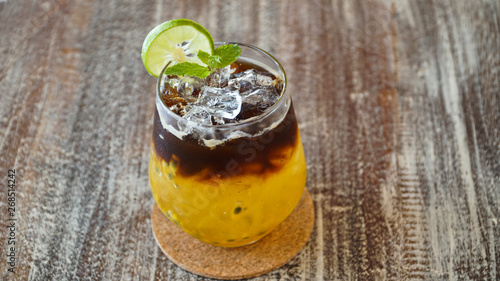 Passion fruit soda with espresso