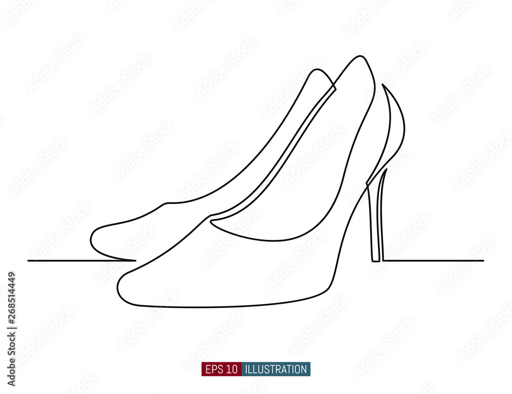 Continuous line drawing of women's high heel shoes. Template for your  design works. Vector illustration. Stock Vector | Adobe Stock