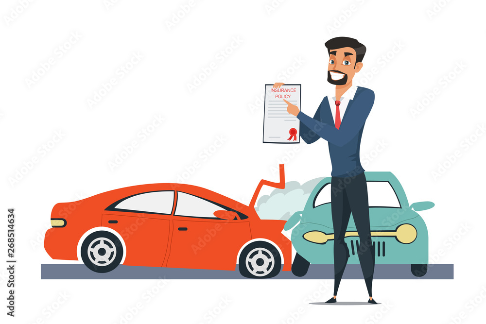 Agent holding insurance policy illustration isolated on white background Agent holding insurance policy illustration isolated on white background