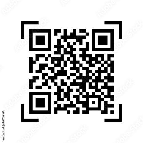 QR code. Sample qr code icon. Vector illustration isolated on white background