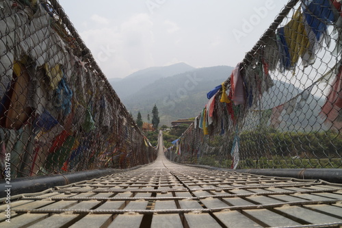 Suspension bridge, Punakha, Bhutan photo