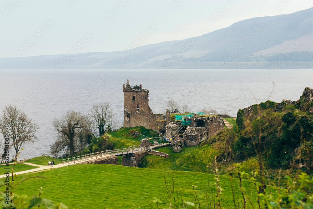 Urquhart Castle with cloudy Sky