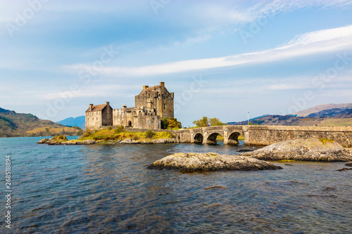 View of Eilean Donan Castle during a warm summer day, Scotland