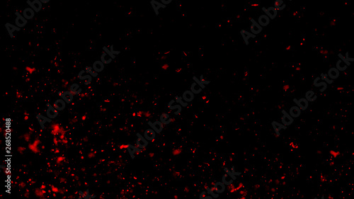Perftect red particles embers on background. Abstract dark glitter fire particles lights texture or texture overlays. Design texture.
