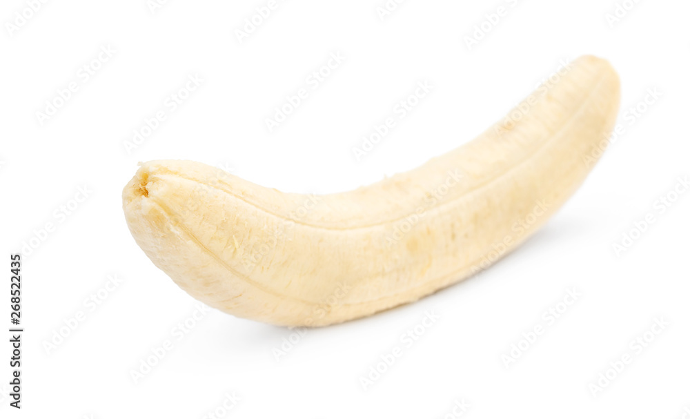 Peeled banana on white. Peeled banana on white.