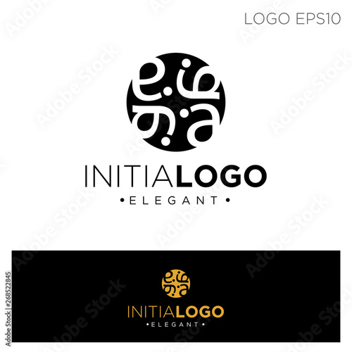monogram initial a, aa logo template black color vector illustration