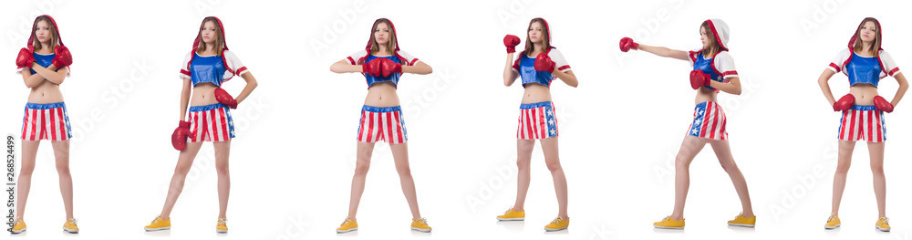 Young female boxer isolated on white Young female boxer isolated on white