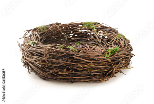 Studio shot of an empty bird nest