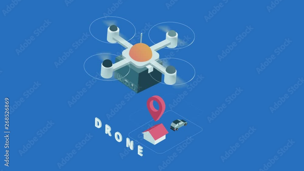 Flat design isometric concept of Drone Delivery Flat design isometric concept of Drone Delivery