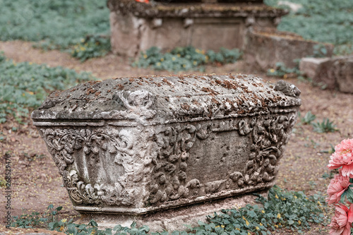 tombstone and sarcophagus of the ancient times