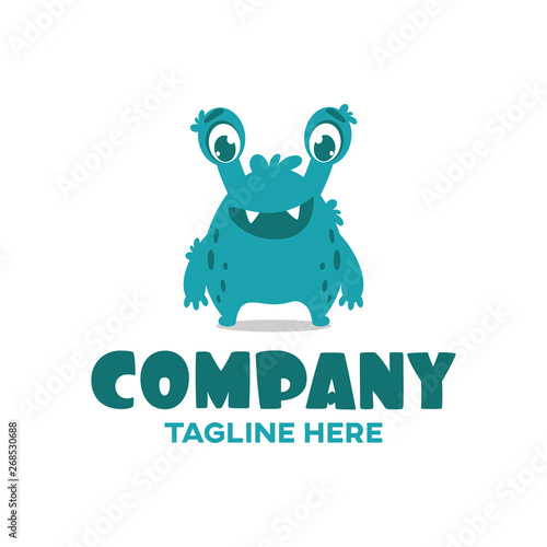 Modern funny child character monster logo