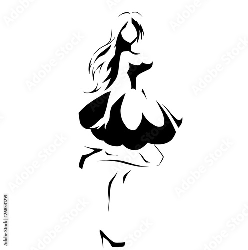 Silhouette of elegant girl at full length