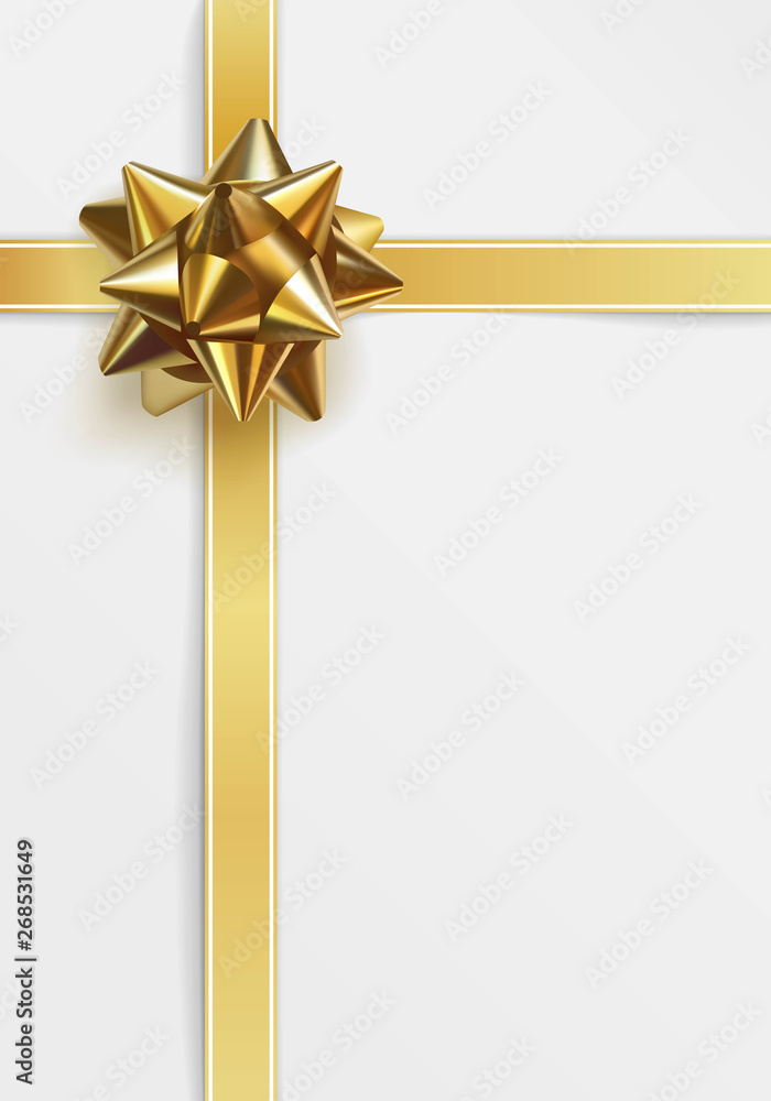 Glossy golden bow. Greeting card template Glossy golden bow. Greeting card template
