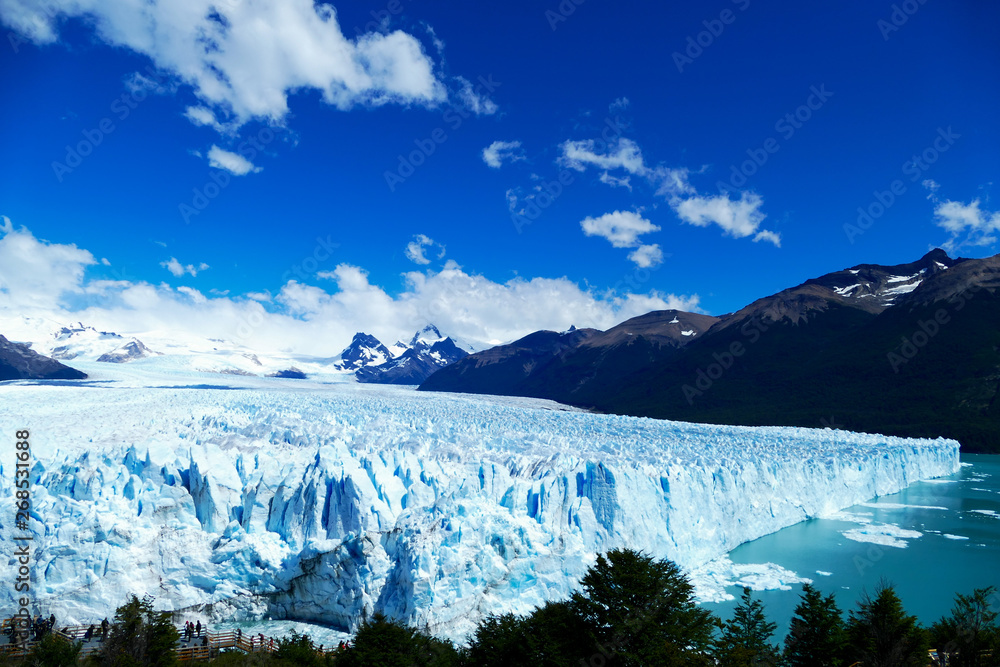 side and elevated view of Perito Moreno Glacier, Patagonia, Argentina