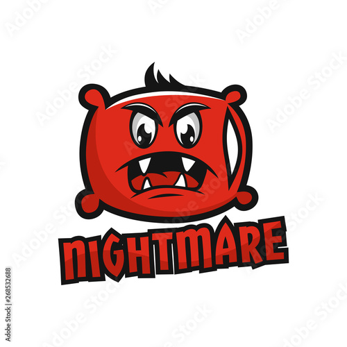 Modern mascot pillow and nightmare logo