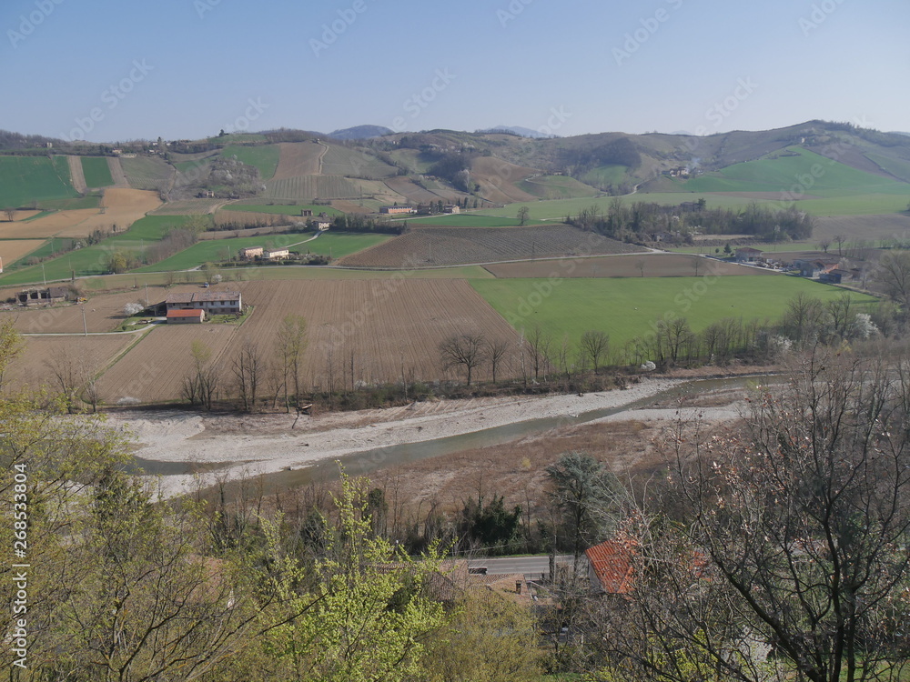 Castell'Arquato panorama. Panorama on the countryside from Visconti Castle in Castell'Arquato.