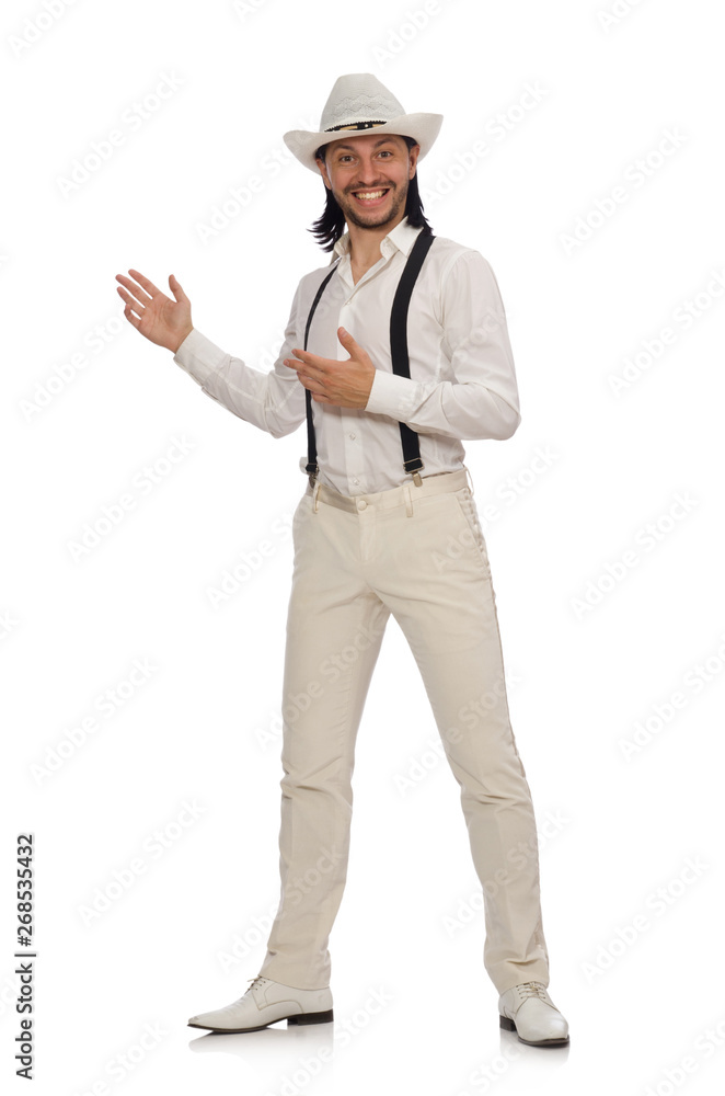 Man in funny concept isolated on white