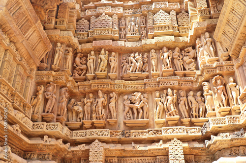 The Erotic Sculptures of the Khajuraho Temples. Khajuraho Temples are among the most beautiful medieval monuments in India. photo