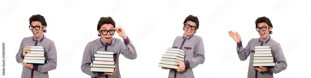 Student with books isolated on white Student with books isolated on white