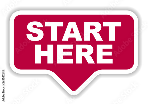 red vector banner start here