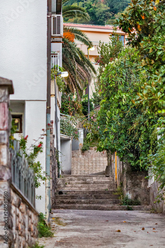 Morning narrow street Budva  Montenegro